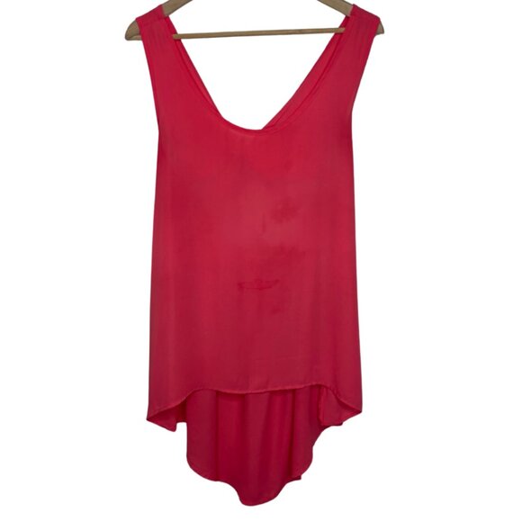 LIBERTY LOVE | Women's Hot Pink Tie Back Hi-Low Sleeveless Tank | Size L - Picture 1 of 11